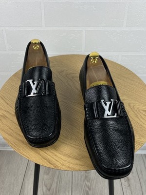 靴 LOUIS VUITTON Leather DressShoe 10D LOUIS VUITTON Loafers Leather Dress Shoes MONTAIGNE LV Black Mens