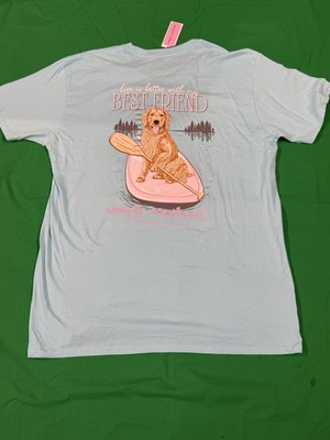 Simply Southern Shirt Women XXL 2XL Blue Tee Beach Wave Dog Lab ocean summer