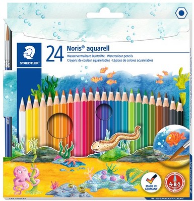STAEDTLER Aquarellstift Noris Club aquarell 24er Kartonetui + 1 Pinsel
