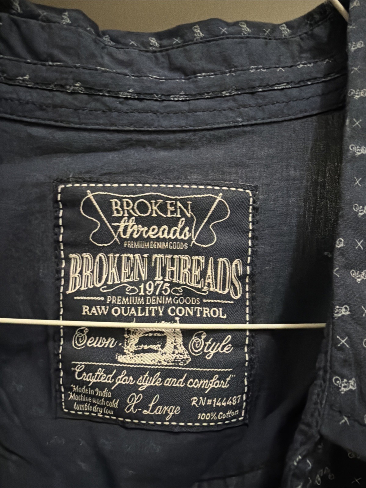 Broken Threads Men’s Button Down Dark Blue Size E… - image 2