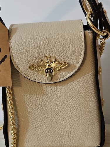 Italian Leather Studded Bee Clasp Crossbody Bag Chain Strap *See Description - Picture 2 of 10