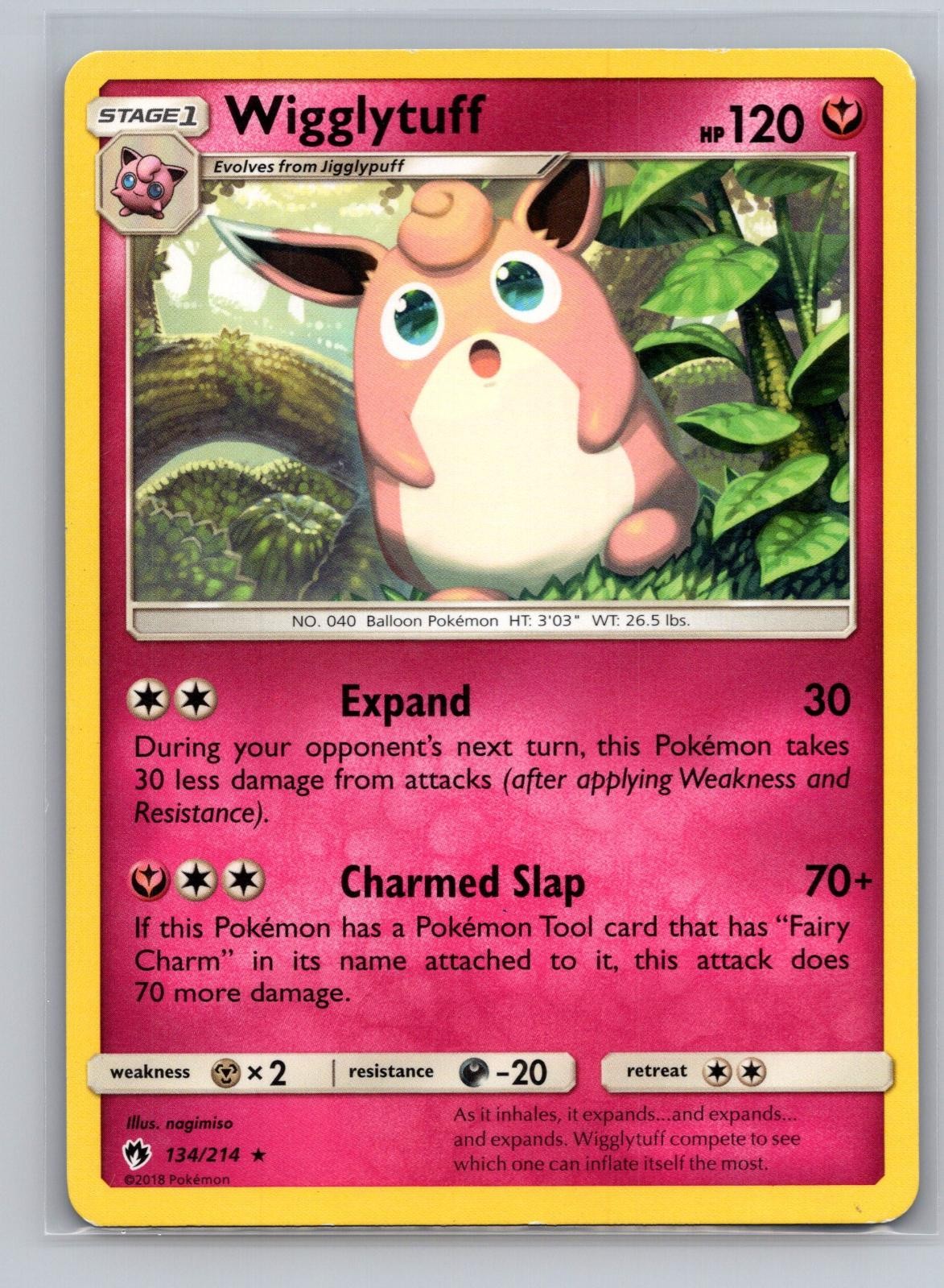 Wigglytuff 134/214 Rare Lost Thunder Pokemon Moderately Played