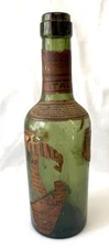 Antique Fernet Branca Bottle 1900s Green Bitters Liquor Kick Up 8" Partial Label