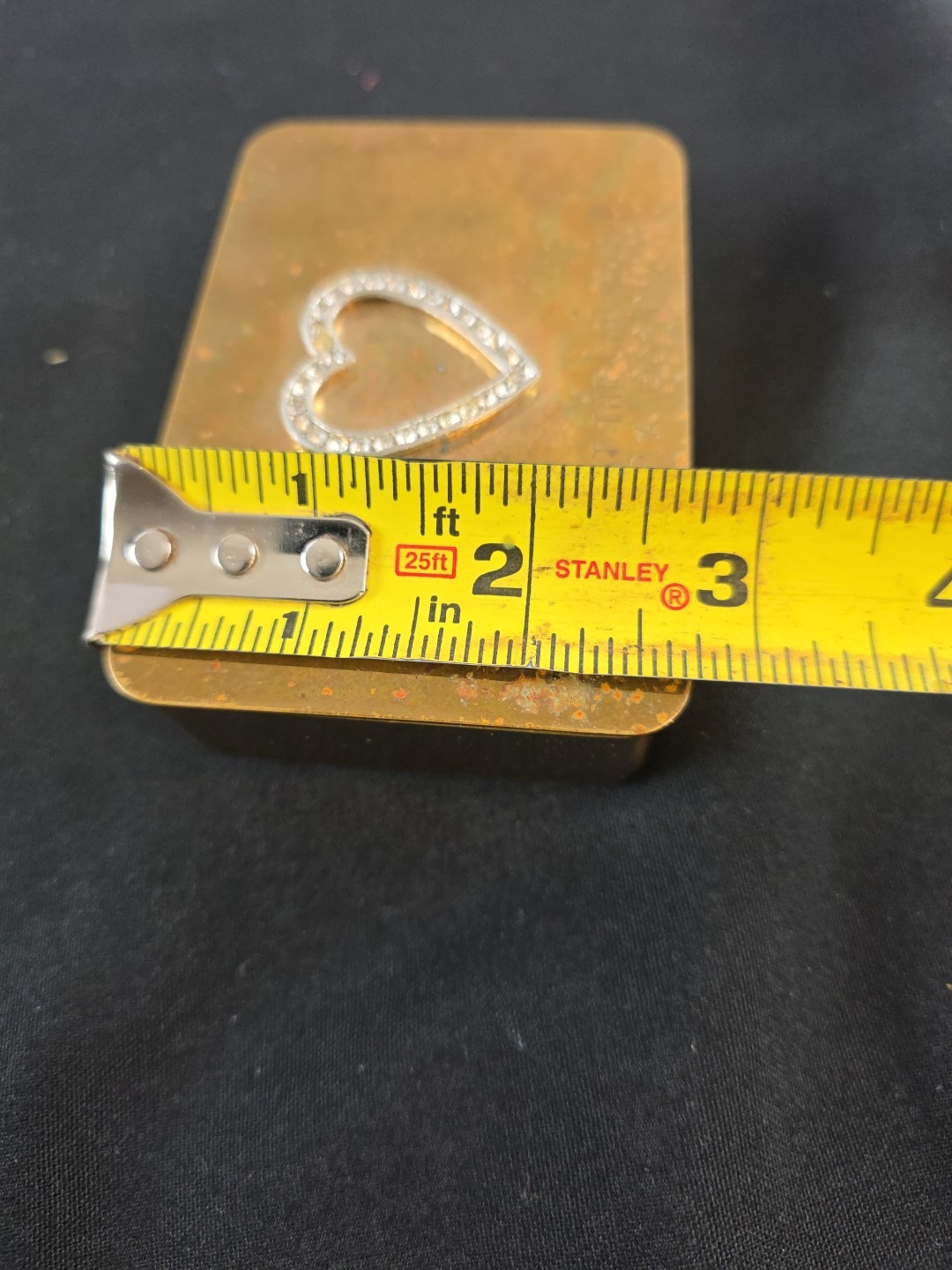 Box Jewelry Trinket Park Sherman Gold Colored Heart Metal VTG Valentine Wedding