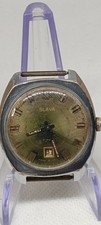 Vintage USSR Slava 21 Jewels Mechanical Watch Date Green Patina Dial Working
