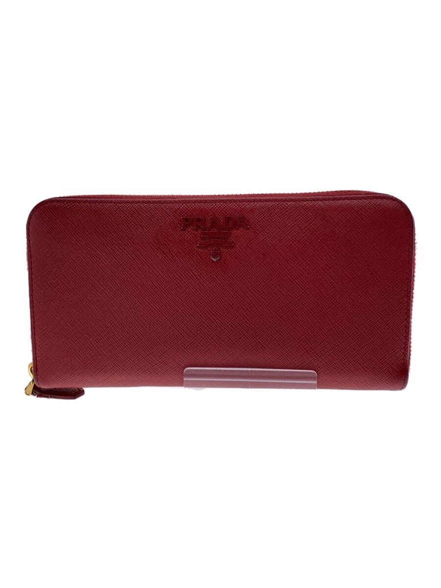 Prada Saffiano Leather Round Zip Long Wallet in Red for Women