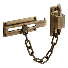 Keyed Chain Door Guard Steel Antique Brass Security Door Chain Lock Prime-Line