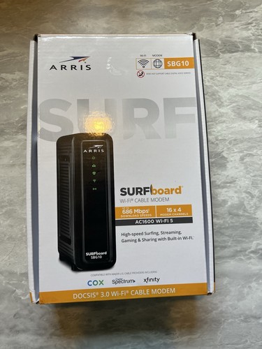 ARRIS SURFboard SBG10 DOCSIS 3.0 16 x 4 Gigabit Cable Modem/AC1600 Wi-Fi Router