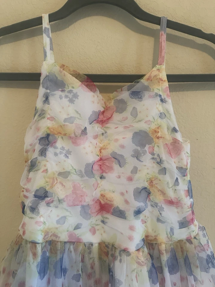 Vestido Blueberi Boulevard Niñas 12 Fiesta Colorido Acampanado Floral Botón Sin Mangas Foto 3 de 4