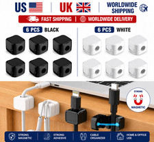6 Pcs Magnetic Cable Clips Cord Holder, Under Desk Cable Management