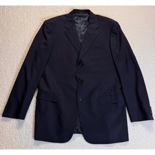Ermenegildo Zegna Mens Navy Blue 100 Wool 3-Button Suit Jacket Blazer 54 / 44R
