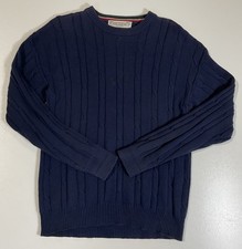Vintage John Ashford Cable Knit Sweater Sz M/L Navy Dad Preppy 90s