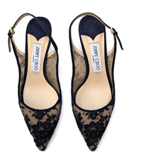 JIMMY CHOO Slingback Pumps Spitze/ Leder Dunkelblau Made in Italy Gr.39