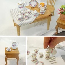 15PC 1:12 Scale Dollhouse Miniatures Kitchen China Set Coffee Cup Teapot Set