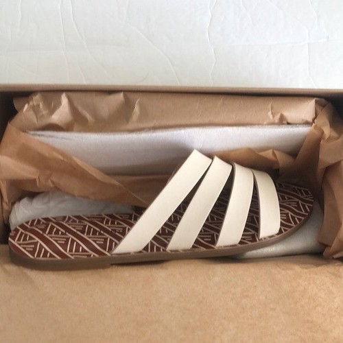 Lucky Brand Leather Anika Slide Sandals Flip Flops White Natural Sz-8.5M NEW - Picture 7 of 13