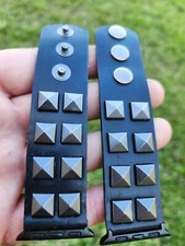 Apple iPhone Watch genuine leather band customize pyramid studs 38 40 44 46 mm