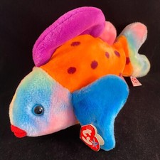 Ty Beanie Buddies Plush Lips Fish Rainbow 1999 Stuffed Animal 13" Bright Colors