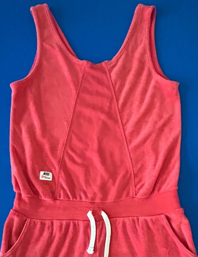 Nike Girls XL Heritage Romper French Terry Drawcord Red Orange WORN ONCE - Picture 5 of 13