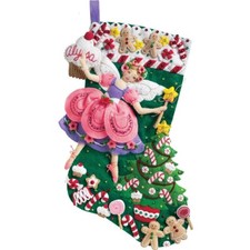 Bucilla Felt Applique Stocking Kit - Sugar Plum Fairy 18"