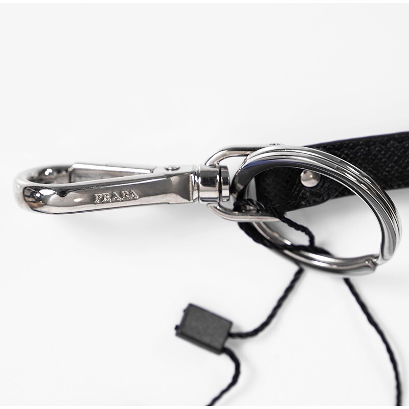 NEW $495 PRADA Preppy LOGO Gray Black SAFFIANO LEATHER Trick