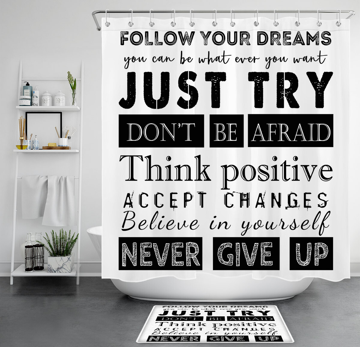 Inspirational Quotes Black White Shower Curtain Sets Funny Slang