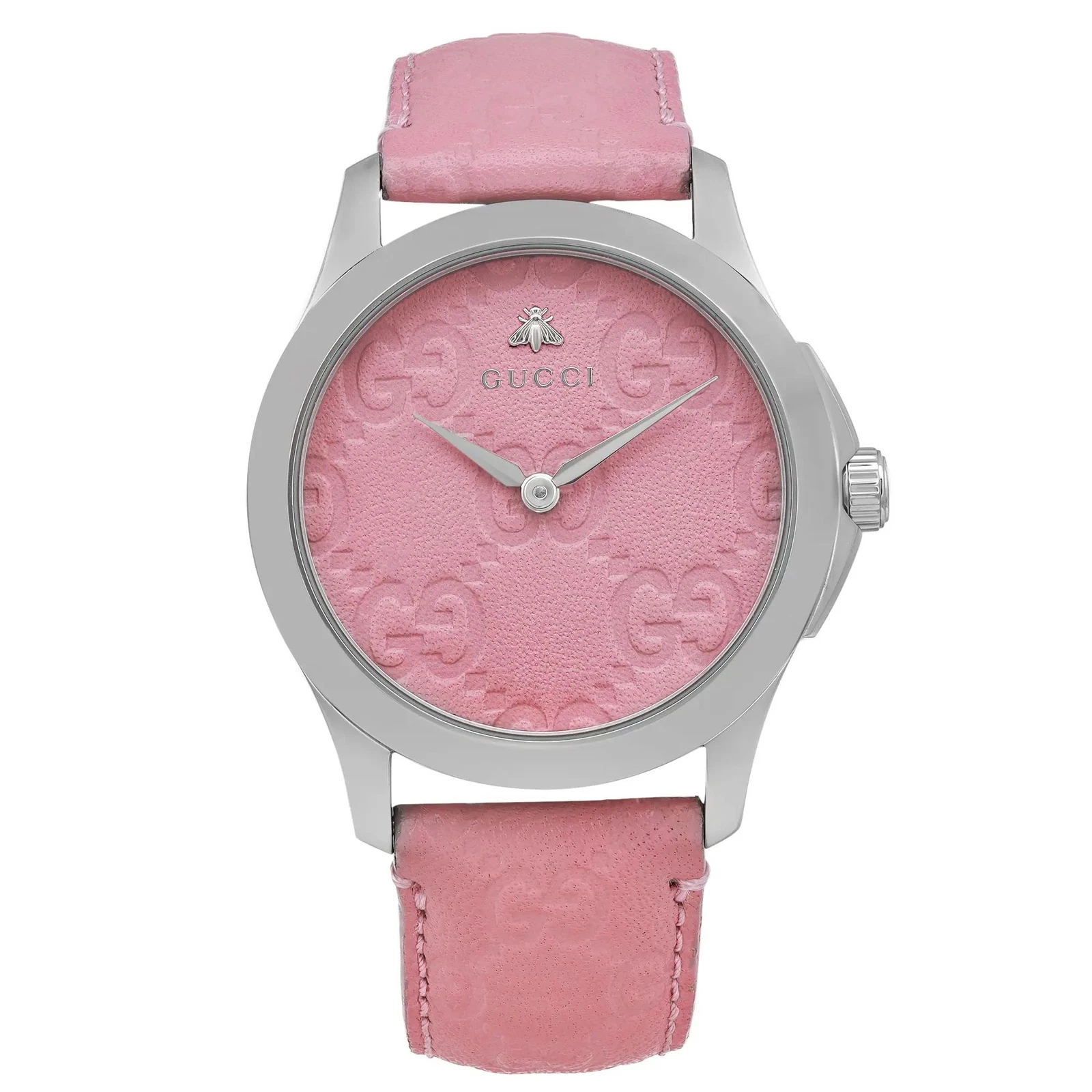 Montre pour femme Gucci G Timeless 38 mm cadran rose bonbon acier YA1264030