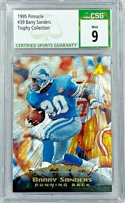 1995 PINNACLE TROPHY COLLECTION BARRY SANDERS #39 CSG 9 MINT LIONS HOF