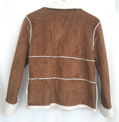 Ladies Fleece Jacket Brown and Ivory Sz L Cuffed Long Sleeves, pre-owned - Picture 2 of 7
