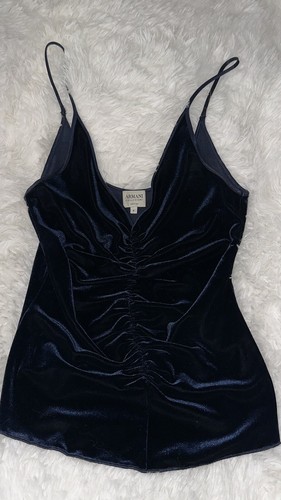 Armani Collezioni Navy Velvet Tank Top Size 4 - Picture 1 of 5