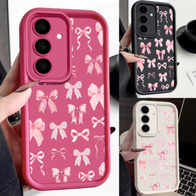 For Samsung S26 S25 S24 FE S23 Ultra A56 A36 A16 Cute Bow Shockproof Case Cover