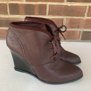 maroon wedge booties