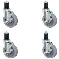 CasterHQ- 5 INCH Gray TPR Caster Wheel Set for Commercial Kitchen PREP Tables, A