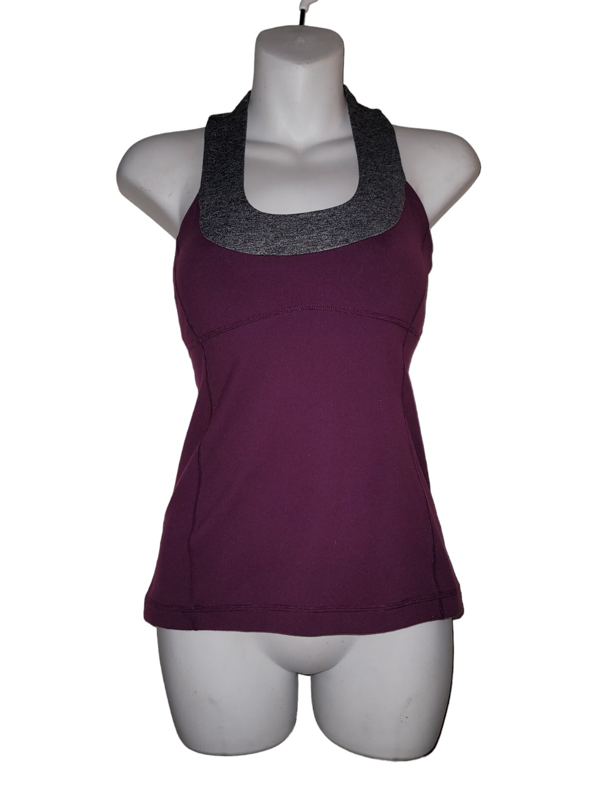 Lululemon Burgandy Tank Top W/Mesh & Built In Sport Bra Sz4