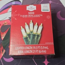 100 Clear Mini Lights With Green String Holiday Party Festive