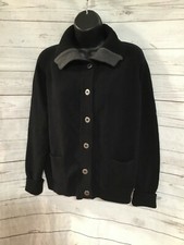 Croft  Barrow Women  s Cardigan Button Front Black 100 Cotton Size L