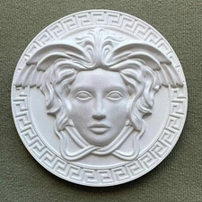 12" Medusa Gorgona Head 3d Carved Wood Greek White Wall Decor Decoration Plaque