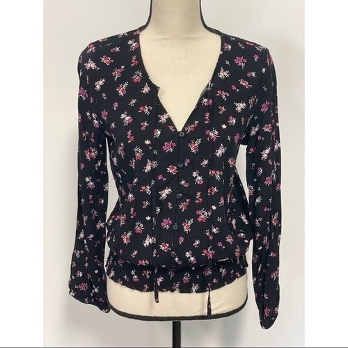 NWOT Mudd Floral Smock Hem Top Black Juniors Size M - Picture 2 of 5