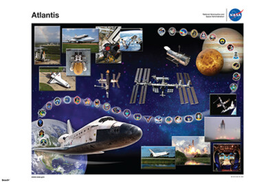 NASA Scientific Educational Astronomy Shuttle Atlantis Tribute Poster 24x36