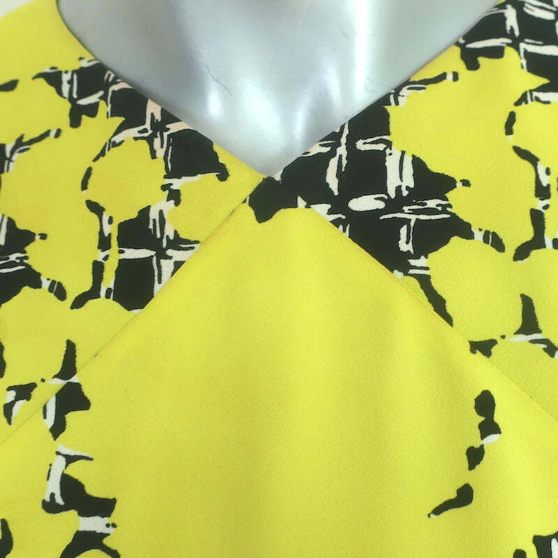 Blusa Balenciaga Top Amarillo Sombra Estampado Floral Crepé Talla 40 Sin Mangas Foto 2 de 4