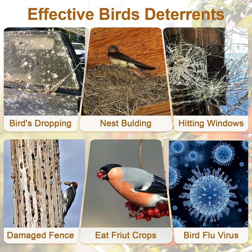 Owl to Keep Birds Away, 5 Pack Bird Scare Owl Fake Owl, Reflective Hanging Bird - Image 4 of 4