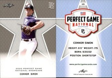 CONNOR SIMON 2020 LEAF PERFECT GAME NATIONAL SHOWCASE ROOKIE CARD #126
