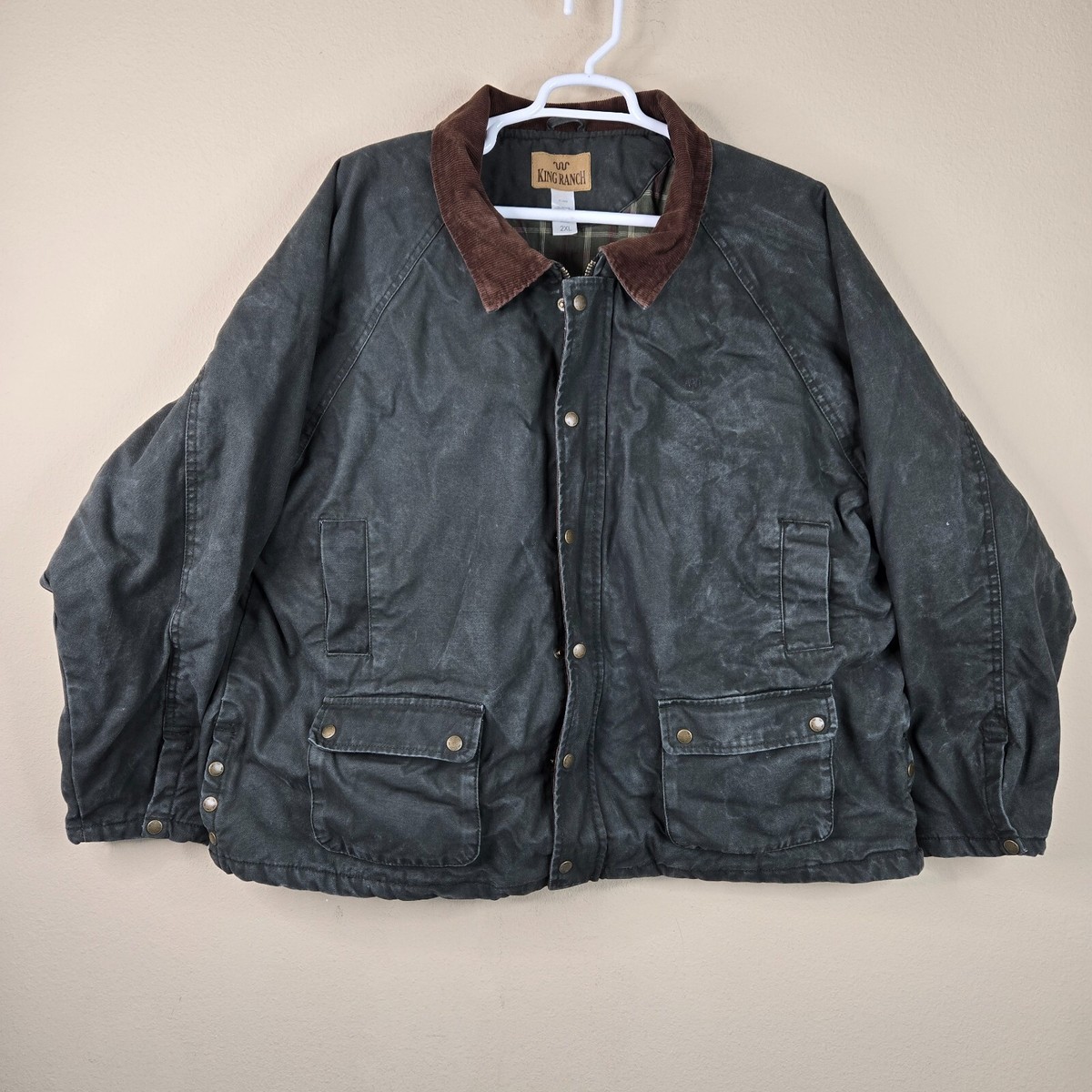 King Ranch Jacket Mens 2XL XXL Canvas Brush Quilt Lined Snap Zip