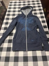 Womens NIKE Fit Dry Blue Fitted Full Zip Embroidered Wings Hooded Jacket Large
