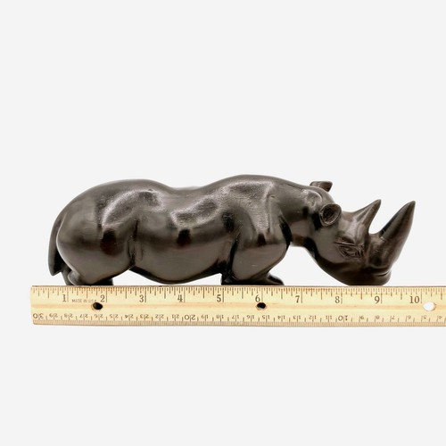 Vintage African Heavy Ebony Wood Tribal Figure Hand Carved Rhinoceros - Picture 3 of 14