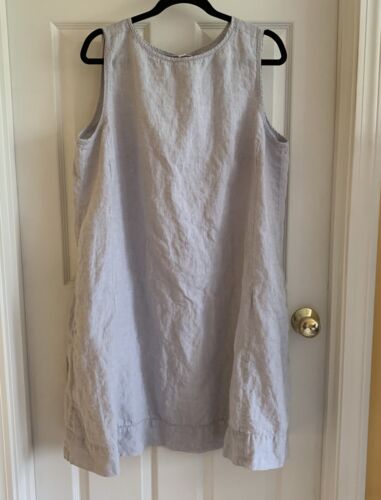 J Jill Womens Linen Midi Tank Dress Size 2X Gray Sleeveless Round Neck Pullover