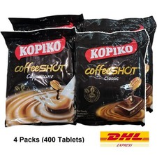 4 x Kopiko Coffee Shot Coffee Candy Classic Cappuccino Flavor 100 Tabs 300g