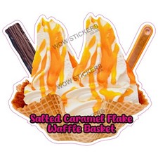 Eiswagen Aufkleber Salted Caramel Flake Waffelkorb Decal (Gr&ouml;&szlig;e w&auml;hlbar)