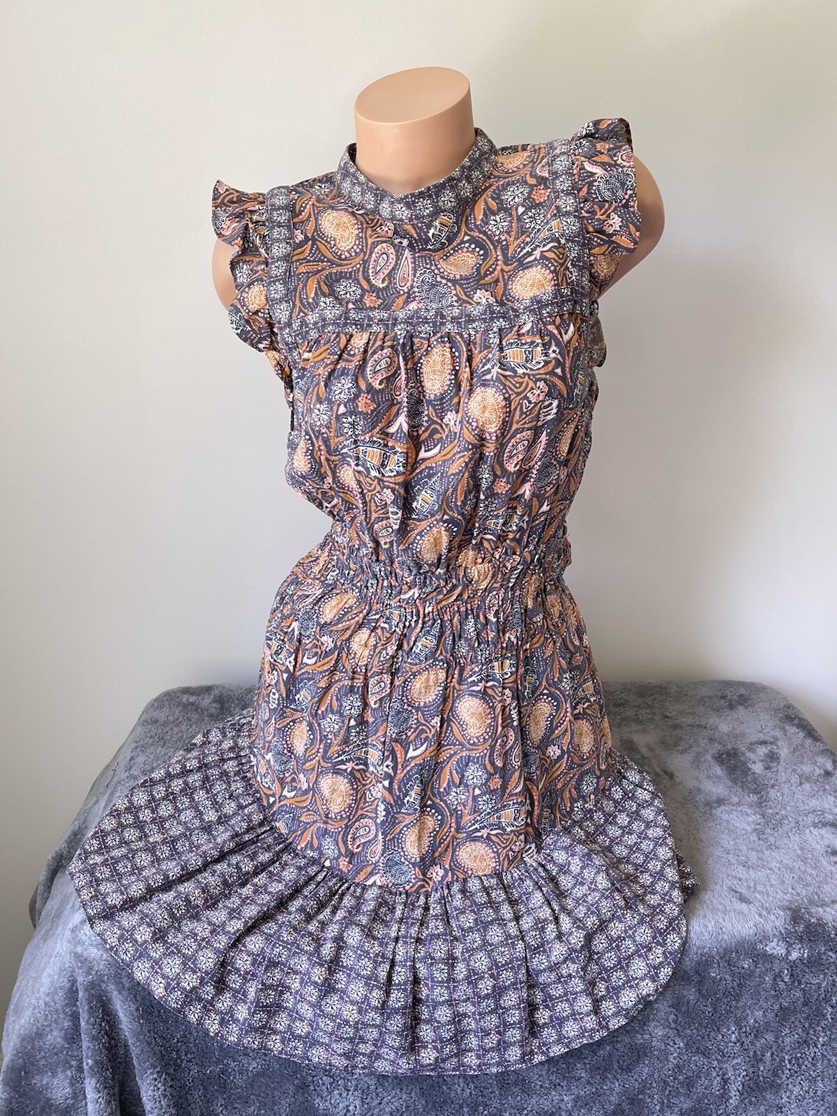 Universal Thread Prairie Dress Cottagecore Xs Flutter Sleeve Tiered Linen Apron