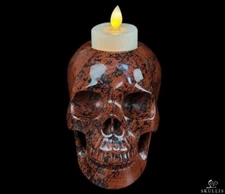 5.0" Mahogany Obsidian Carved Candlestick Crystal Skull, Crystal Healing