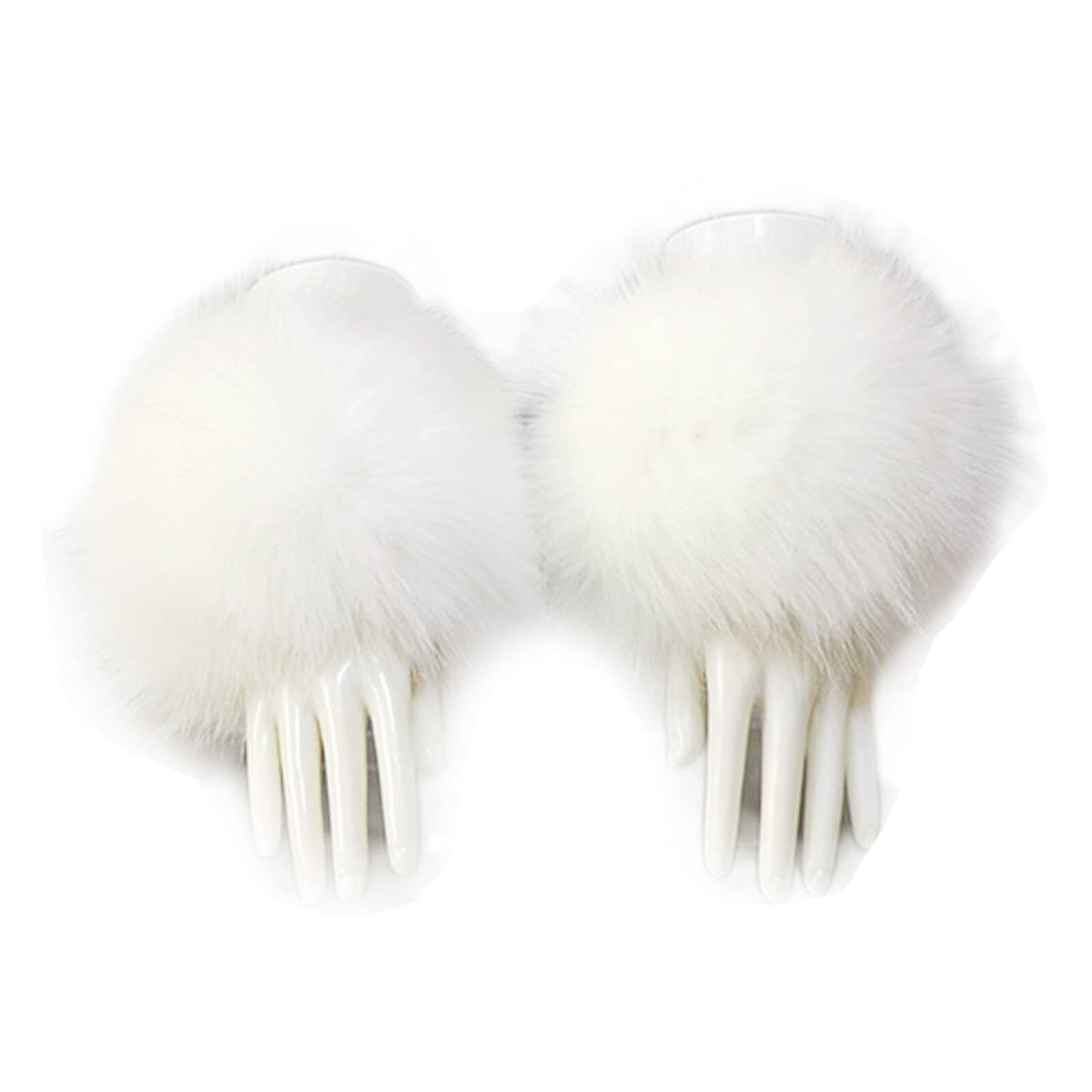 Faux Fur Headband Wrist Cuffs Set, Winter Warm Cossack Style Accessory Winter Scarf Cuffs Headband Set Solid Color Faux Fur Plush  main image 3